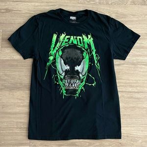 Marvel Comics Venom Black Green Logo Classic Graphic T Shirt Top Small